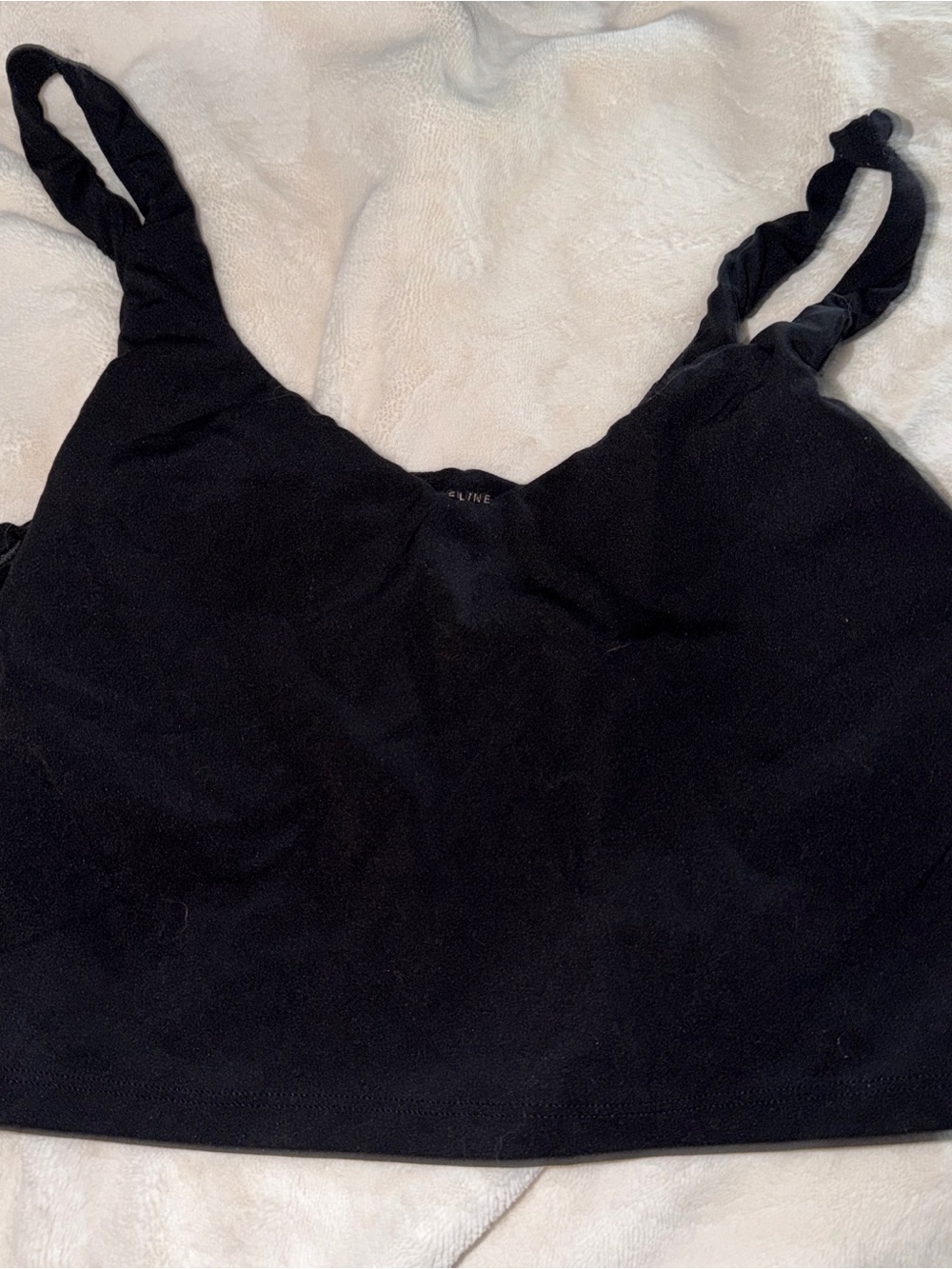 Black Twisted-Strap Crop Tank Top